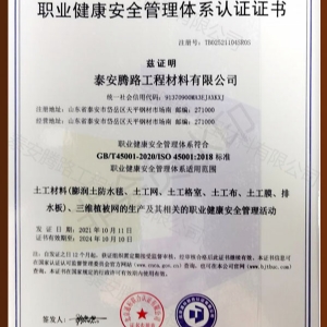 職業健康安全管理(lǐ)體系認證證書